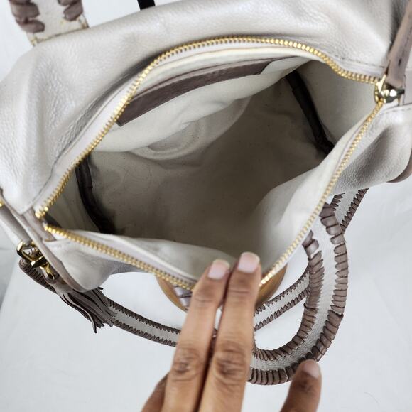 Soul Carrier Whipstitch Southwestern Ranch Leather Satchel Taupe Gray Crossbody - Picture 8 of 11